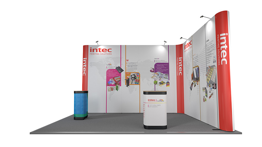 XL Jumbo 4m x 5m Pop Up Backwall Exhibition Stand - Supplied With Two Transportation Cases